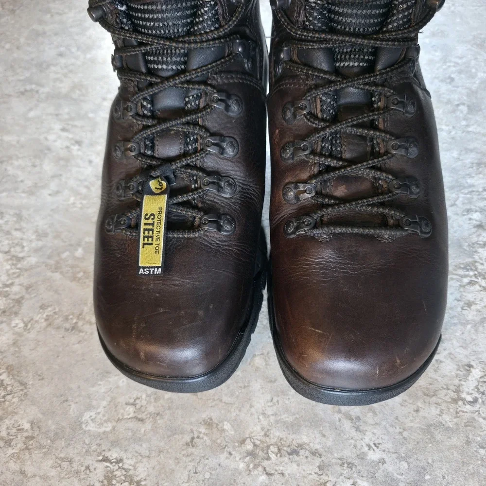 Rocky Mobilite Steel Toe Boots Dark Brown Mens SIze 10 WIDE Work Lace Up‎